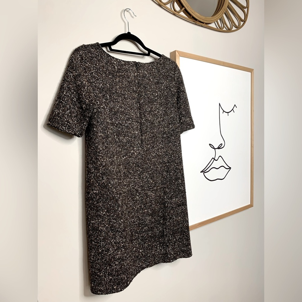 Tibi Tweed Soft Virgin Wool + Leather Pockets Shift Dress - Small - Picture 6 of 8